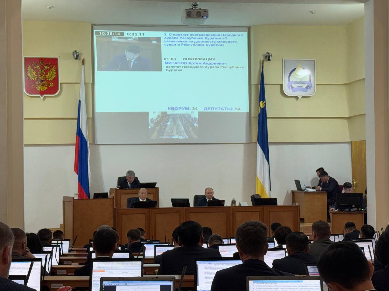 Председатель Верховного Суда Республики Бурятия Аида Бидогаева представила депутатам кандидатуру Начына Алимовича Бады-Сагана, впервые рекомендованного Квалификационной коллегией судей РБ на должность мирового судьи... Председатель Верховного Суда Республики Бурятия Аида Бидогаева представила депутатам кандидатуру Начына Алимовича Бады-Сагана, впервые рекомендованного Квалификационной коллегией судей РБ на должность мирового судьи...