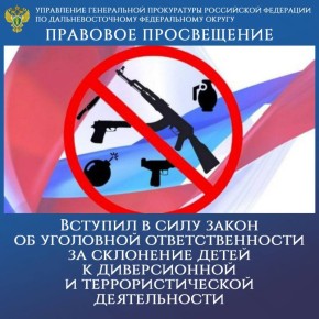ПРАВОВОЕ ПРОСВЕЩЕНИЕ. С 17 ноября 2025 года вступил в силу закон об уголовной ответственности вплоть до пожизненного лишения свободы за склонение детей к диверсионной и террористической деятельности Федеральным законом от...