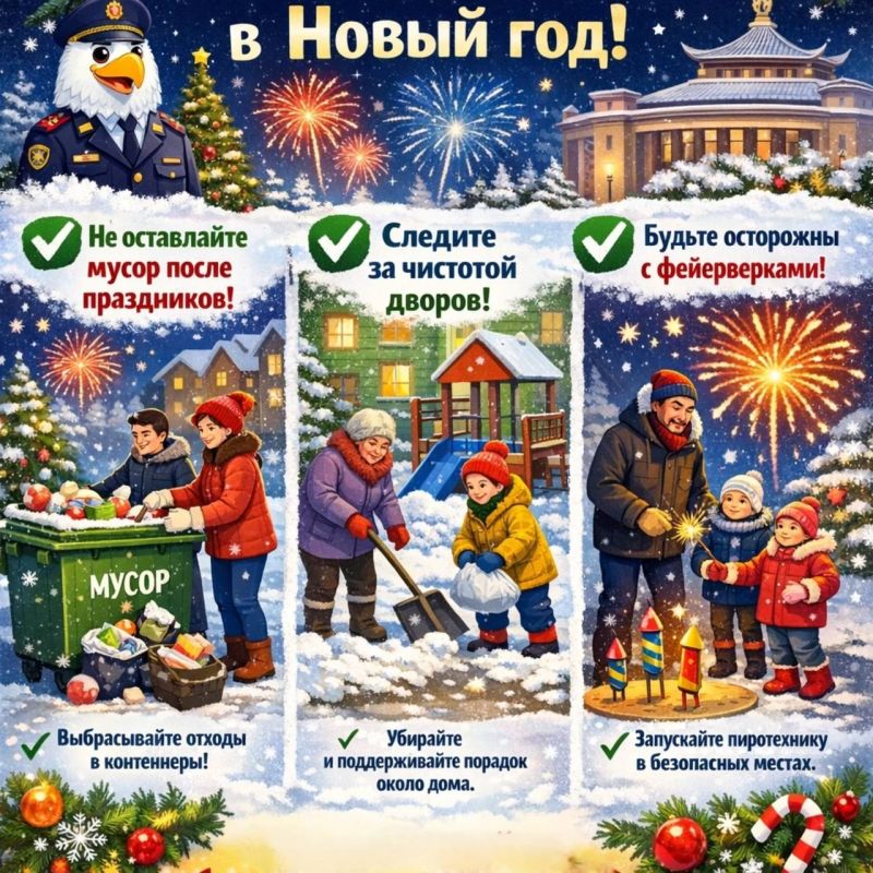 Соблюдайте чистоту и требования безопасности в новогодние праздники