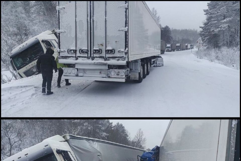 На трассе в Бурятии произошло ДТП с большегрузами