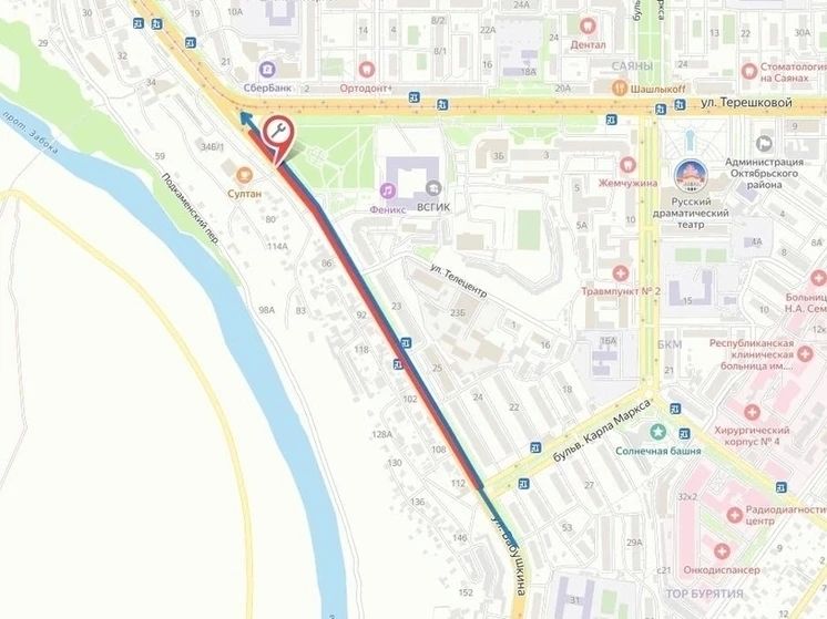 В Улан-Удэ на улице Бабушкина на две недели ограничат движение